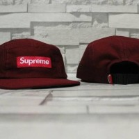 Jual TOPI 5 PANEL SUPREME MAROON BOX LOGO RED Murah