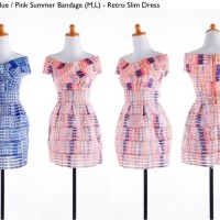 Jual VINY - 30294 - Blue,Pink Summer Bandage (M,L) - Retro Slim Dress - le1 Murah