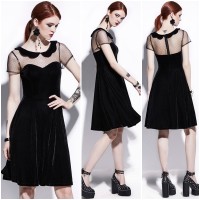 Jual Baju mini midi dress hitam lace bludru kantor pesta korea gothic maxi Murah