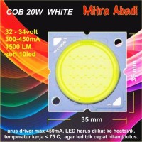 Jual LED COB 20W Putih White 35 32 mm 32 34V 300 450 mA Murah