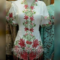 KEBAYA ATASAN ENCIM NEW BORDIR FULL LENGAN TULIP PUTIH