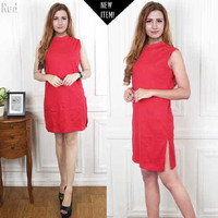 Jual Paling Laris Dress halter red FT dress wanita softknit merah Murah