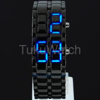Jual Jam Tangan Pria Wanita Iron Samurai Black Angka Blue Murah