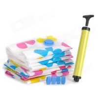 Jual vacuum bag set 6 in1 +pompa tangan motif sunflower baju selimut bantal Murah