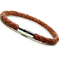 Jual Unisex Leather Steel Magnetic Clasp Bracelet / Gelang Fashion Import Murah