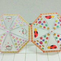 Jual Trending Payung Tongkat Transparan Fancy Karakter Model Panjang Korea Murah