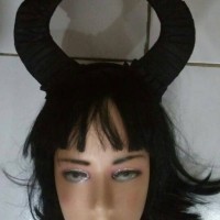 Jual halloween bando tanduk hitam ala maleficent Murah