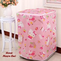 Jual Cover Mesin Cuci HELLO KITTY (Bahan satin tebal, anti air, anti panas) Murah