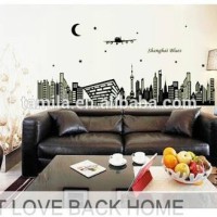 Jual wall sticker 60x90/wall stiker GLOW IN THE DARK ABQ9636 shanghai nigh Murah