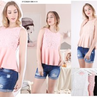 Jual Oma Fashion Tanktop Blouse Peplum Brukat - 4 Warna - SIze M Murah