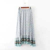 Jual Rok Panjang Long Skirt Motif Etnik Vintage Floral HItam Putih Pink Murah