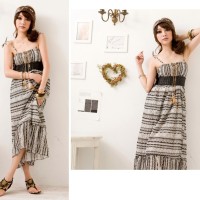 Jual LONG DRESS CORAK ETNIC HITAM IMPORT (823) Murah