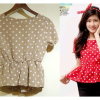 Jual SALE CF254 - 4417 Vintage Polka Peplum Top Murah