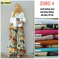 Jual Setelan Atasan Wanita Blouse peplum Baju Celana Kulot motif Zoro#4 Murah