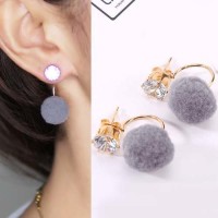 Jual Anting Korea U style gem PomPom earrings Murah