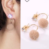 Jual Anting Korea U style gem PomPom earrings Murah