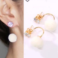 Jual Anting Korea U style gem PomPom earrings Murah
