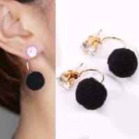 Jual Anting Korea U style gem PomPom earrings Murah
