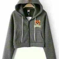 Jual CA - JAKET CROP WANITA MOSCA ABU / CROP JACKET HITAM MOSCA Murah