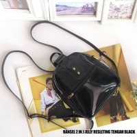 Jual Ransel 2in1 jelly resleting tengah black tas murah Murah