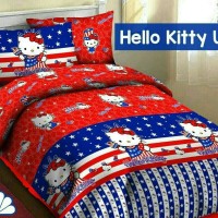 Jual Sprei Katun Motif Hello Kitty USA, 90x200, Kado, Hadiah, Keren Murah