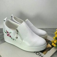 Jual flower sepatu import hk korea slip on platform wedges sneakers Murah