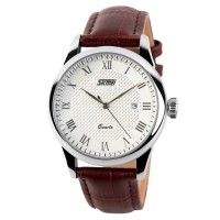 SKMEI Jam Tangan Analog pria cowok 9058CL 9058 Brown White