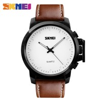 SKMEI Jam Tangan Analog pria cowok Strap Kulit 1208 Brown