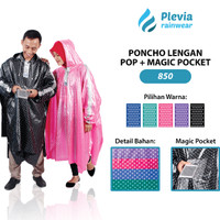 Jual Jas Hujan Ponco LENGAN POLKADOT Pop Plus Magic Pocket Plevia 850Poncho Murah
