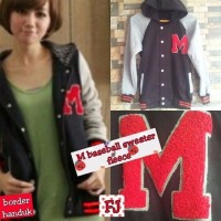 Jual Jaket Wanita M Baseball Sweater Fleece Murah