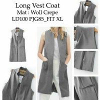 Jual DAPATKAN EXCLUSIVE long vest coat grey RO vest wanita woll crepe abu Murah