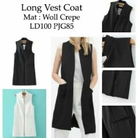 Jual DAPATKAN HARGA MIRING long vest coat RO vest wanita woll crep hitam d Murah