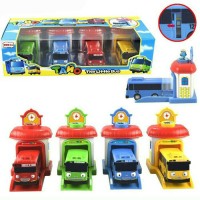 Mainan Tayo Bus Garage 1 set 4pcs Push n Go Garasi Bus Mobil
