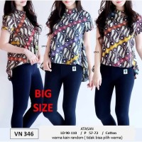 Jual SEVN346 atasan batik etnik tribal bigsize jumbo baju kantor wanita Murah