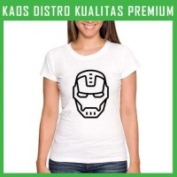 Jual Kaos IronMan Head Logo 1 Wanita Cewek WNT-IMN13 Murah