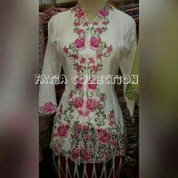Jual KEBAYA ATASAN ENCIM NEW BORDIR FULL LENGAN TULIP KUNING PUTIH Murah