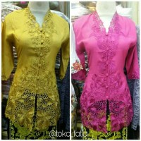 Jual KEBAYA ATASAN ENCIM NEW BORDIR FULL LENGAN TULIP KUNING PINK Murah