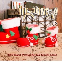 Jual Set Tempat Permen Bentuk Sepatu Santa ( 1 set isi 3 pcs ukuran berbeda Murah