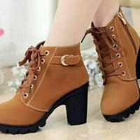 Jual IST Boots Heels Tan Gesper BT02 235 Murah