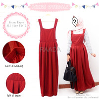 Jual Baju Dress Annie Overall Merah Katun Rayon Terbaru Murah