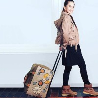 Jual Tas Trolley Lipat Travel Bag Kanvas Maika Etnik SAMBORI BROWN Murah