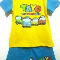 OBRAL!!! SETELAN ANAK SIZE 7-10 TAYO THE LITTLE BUS KUNING BIRU | KAOS