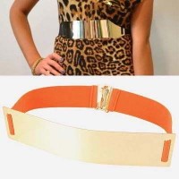 Mirror Surface Wide Design Orange Ikat Pinggang Wanita Fashion Branded