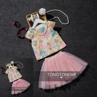 Jual baju anak cewek size besar setelan atasan +rok tutu+kalung import Murah