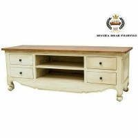 Jual BUFET MEJA TV ANTIK KOMBINASI DUCO NATURAL ( PARTISI MEJA LACI MEJA) Murah