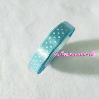Jual Pita satin polkadot biru muda ukuran 0,5 inch Murah