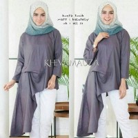 asimetris tunik blouse abu tunic bluss baju atasan wanita muslim unik