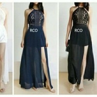 Jual Dress Romper Violin Matt lace n chiffon fit L import Murah