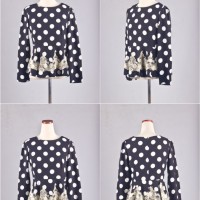 Jual S3745 Atasan Peplum Import Polkadot Lace Cotto KODE YT3745 Murah