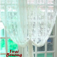 Jual Rumah Dapur Tirai Benang Motif Polkadot White (Tirai B Db Murah